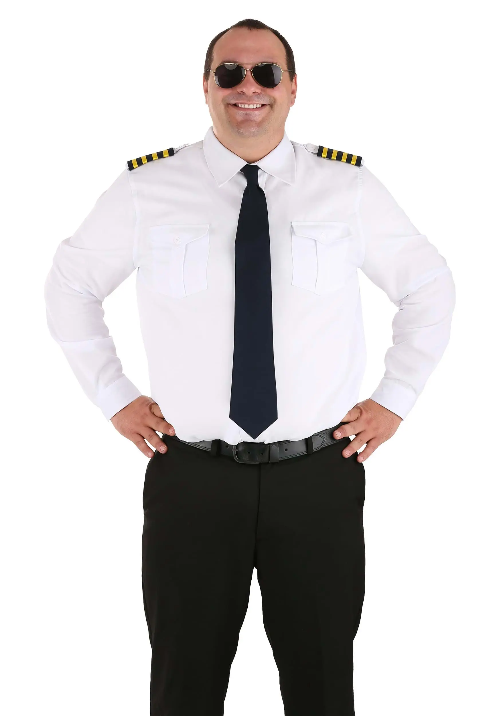 Men's Plus Size Pilot Costume Shirt 5 Men's Plus Size Pilot Costume Shirt - Image 3