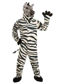 Zebra Suit And Mouth Mover Mask For Adults -Men's Costumes Sales adult zebra suit with mouth mover mask 1