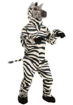 Zebra Suit And Mouth Mover Mask For Adults