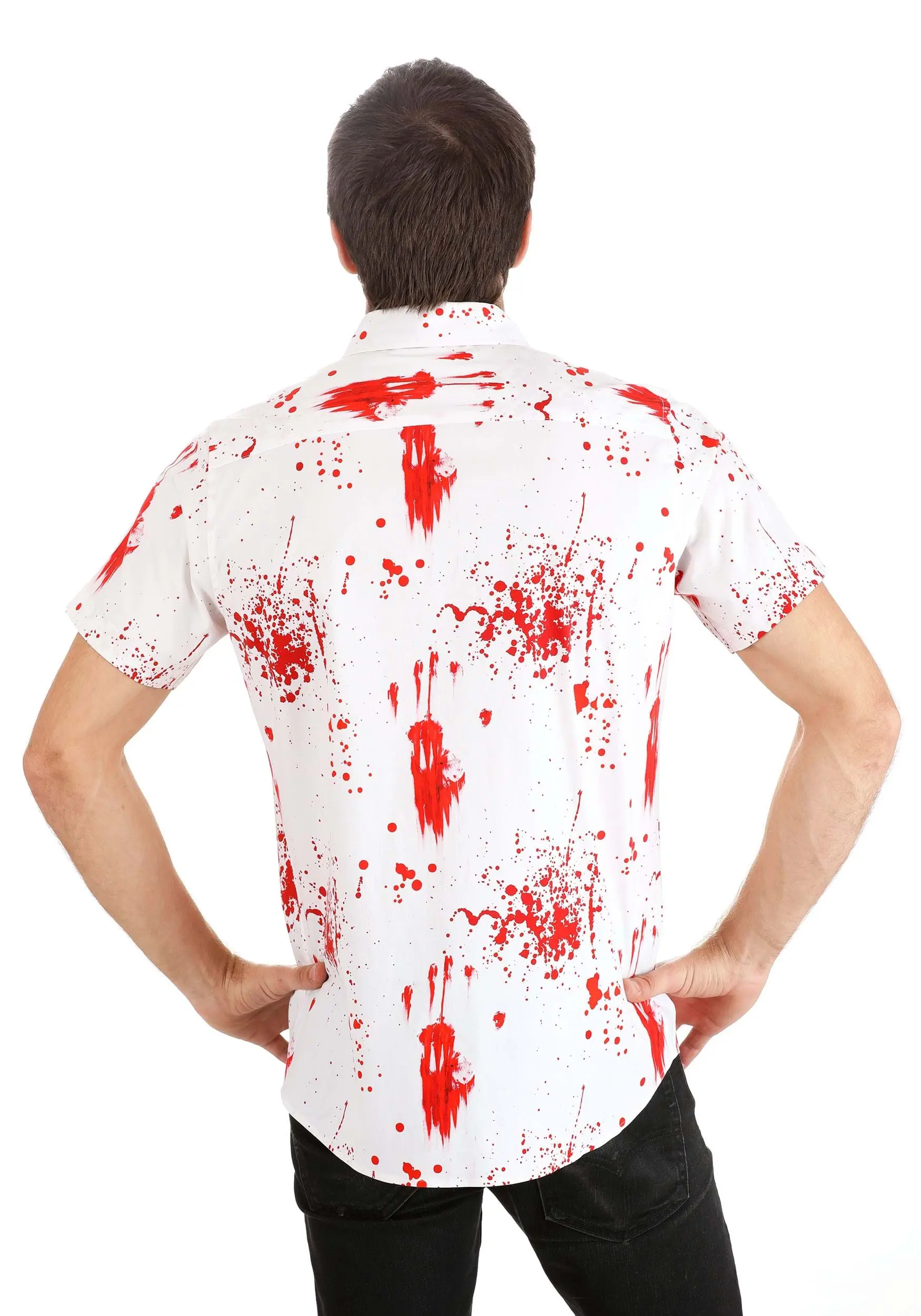 Adult Bloody Haunted Halloween Button Up Shirt 4 Adult Bloody Haunted Halloween Button Up Shirt - Image 2