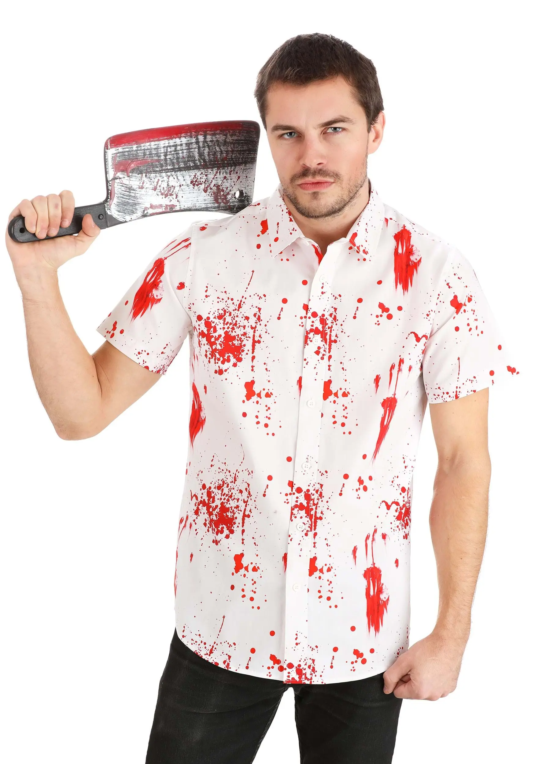 Adult Bloody Haunted Halloween Button Up Shirt 3 Adult Bloody Haunted Halloween Button Up Shirt