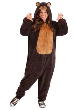 Plus Size Brown Bear Jumpsuit Costume -Men's Costumes Sales brown bear plus size onesie 2