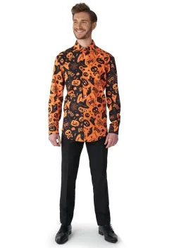 Suitmeister Button Up Halloween Icon Shirt For Men -Men's Costumes Sales mens suitmeister button up halloween icon shirt alt 2