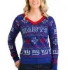 New York Giants Women's Light Up V-Neck Bluetooth Ugly Christmas Sweater