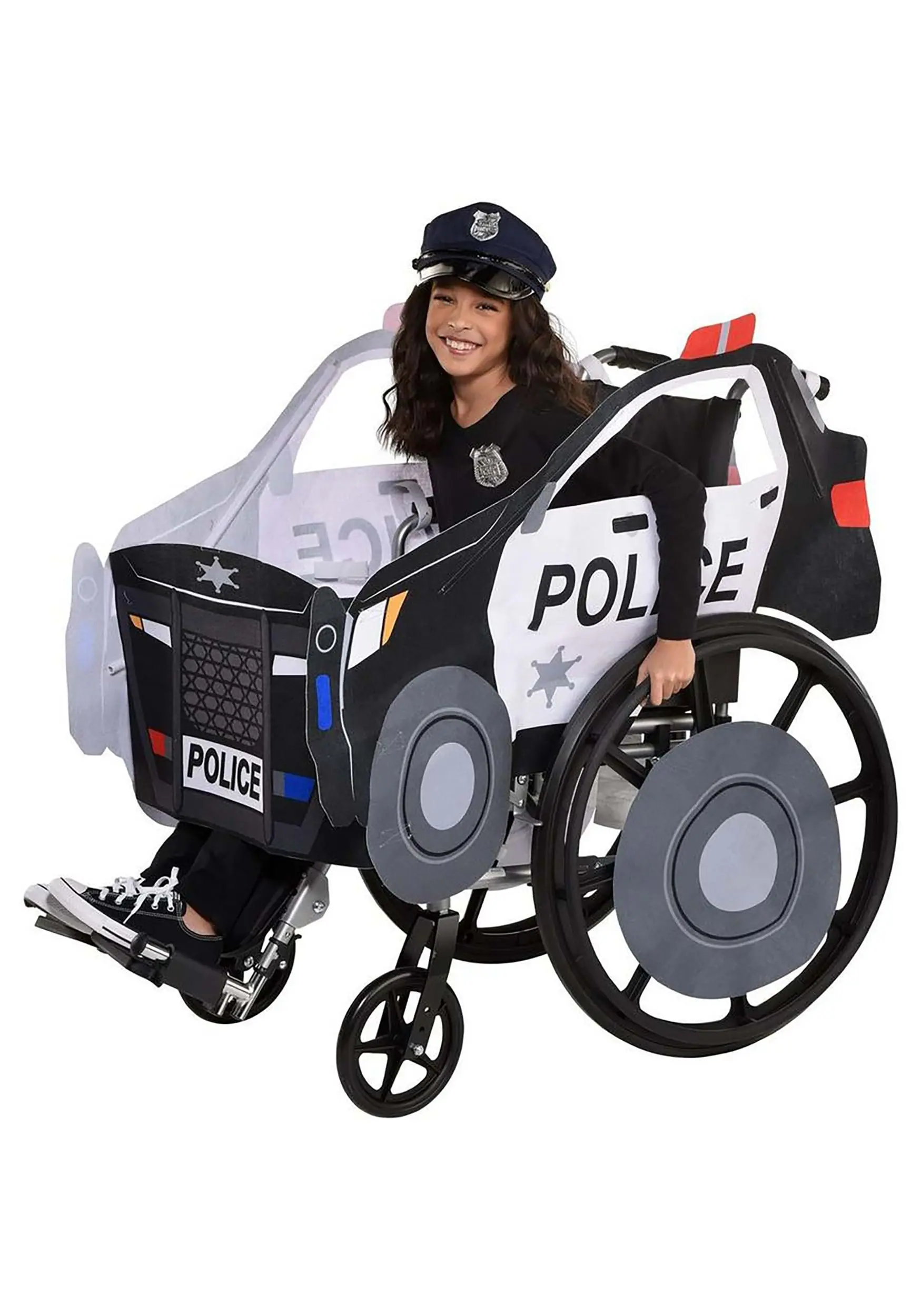 Police Car On Patrol Adaptive Wheelchair Cover Costume 4 Police Car On Patrol Adaptive Wheelchair Cover Costume - Image 2