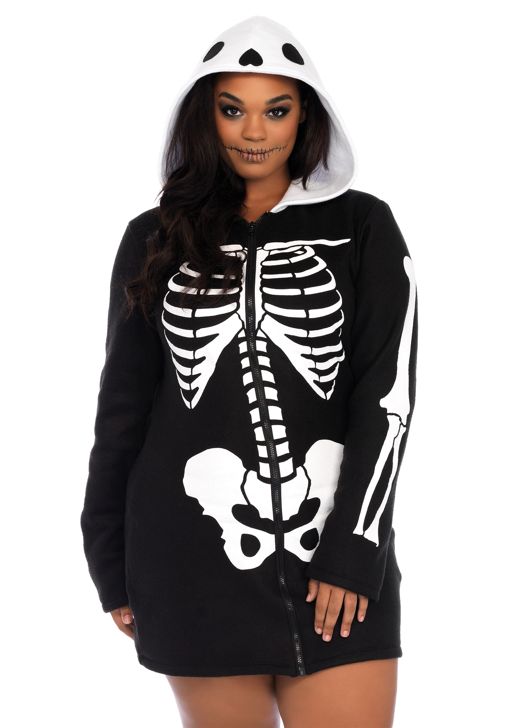 Ladies Plus Size Cozy Skeleton Costume 3 Ladies Plus Size Cozy Skeleton Costume