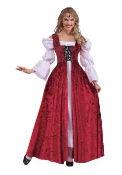 Women's Plus Size Red Medieval Laced Gown Costume