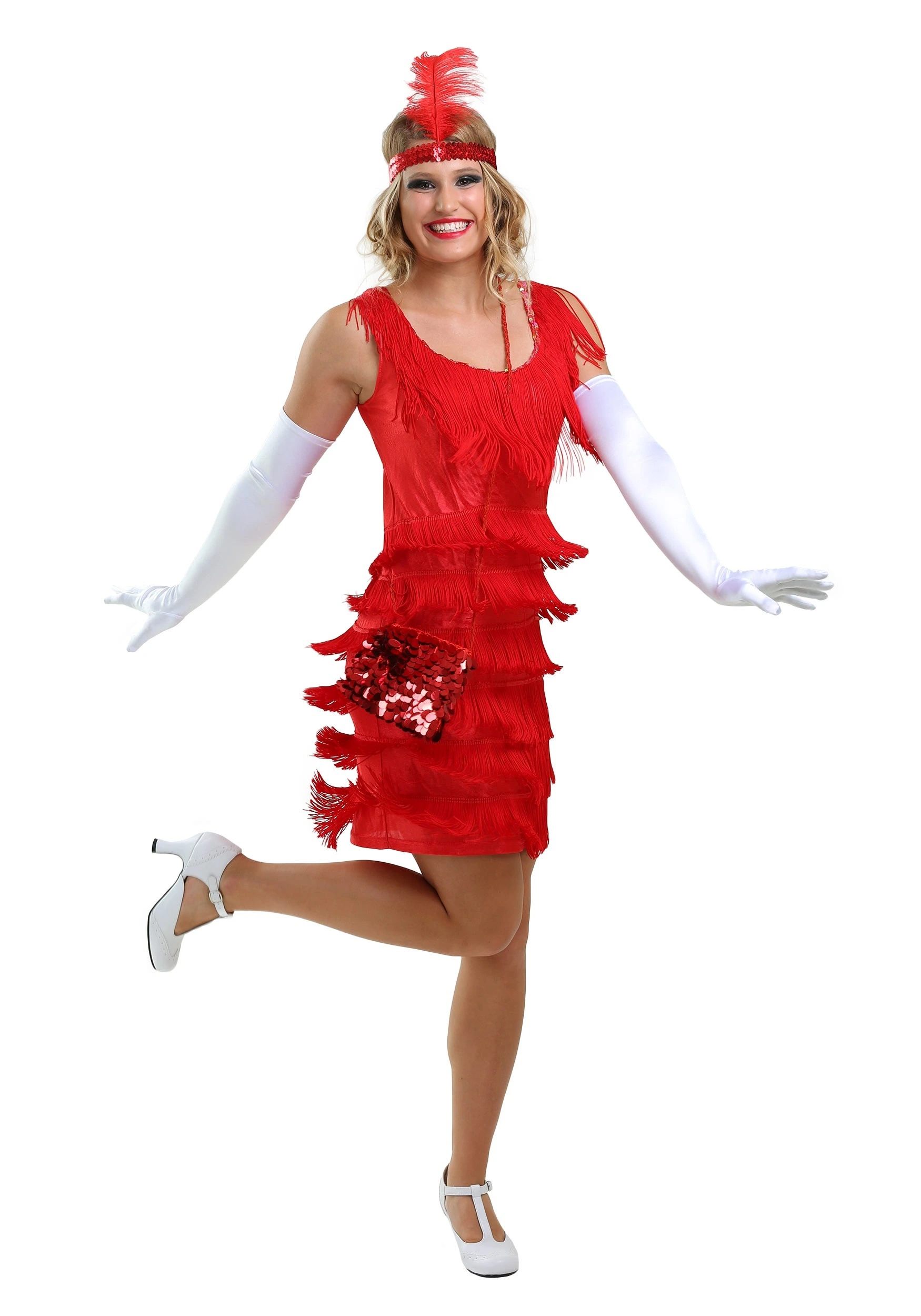 Women's Red Flapper Fashion Costume Dress 3 Women's Red Flapper Fashion Costume Dress
