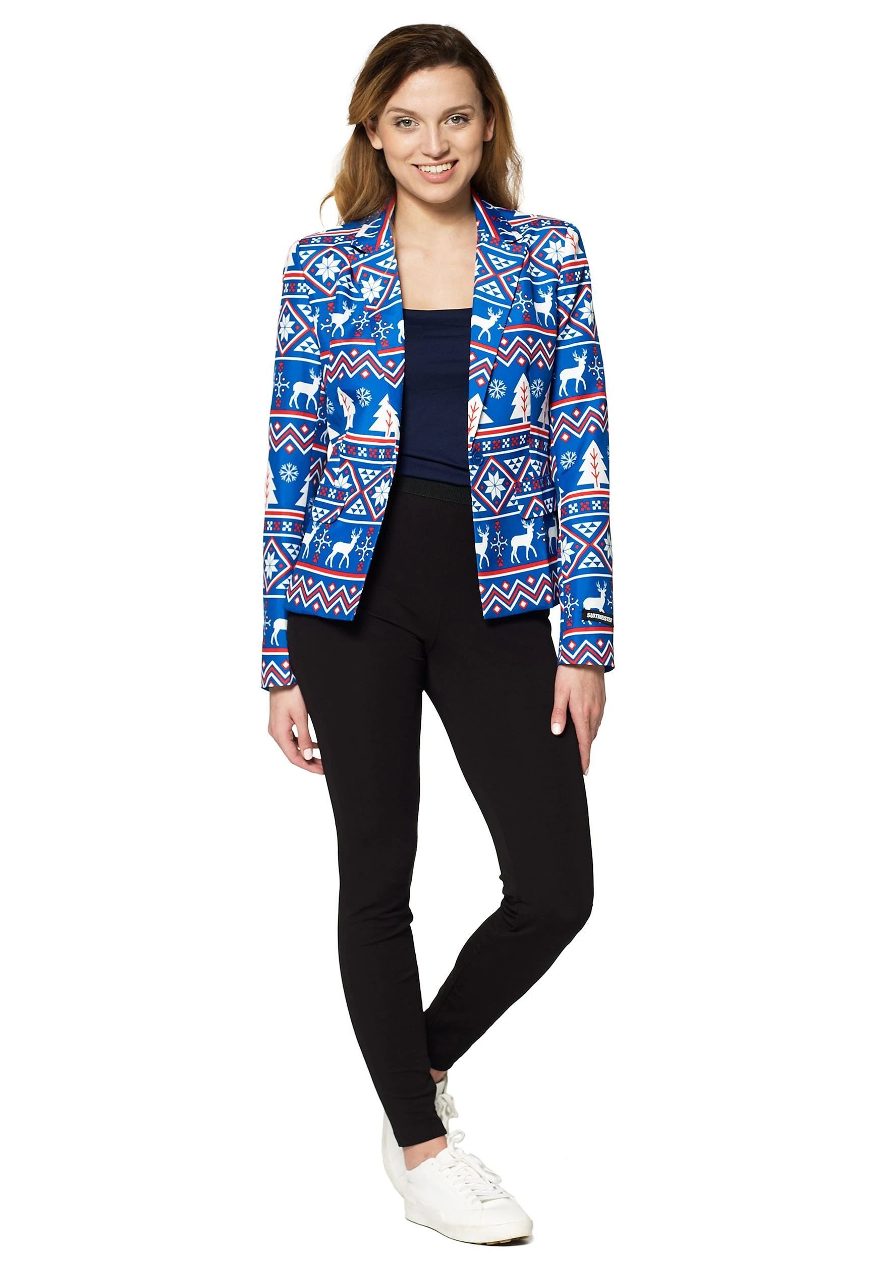 Suitmeister Christmas Blue Nordic Women's Blazer 3 Suitmeister Christmas Blue Nordic Women's Blazer