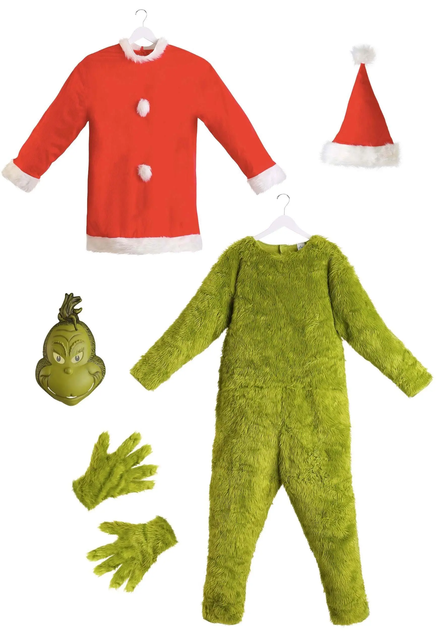Adult The Grinch Plus Size Santa Deluxe Jumpsuit With Mask 9 Adult The Grinch Plus Size Santa Deluxe Jumpsuit With Mask - Image 7