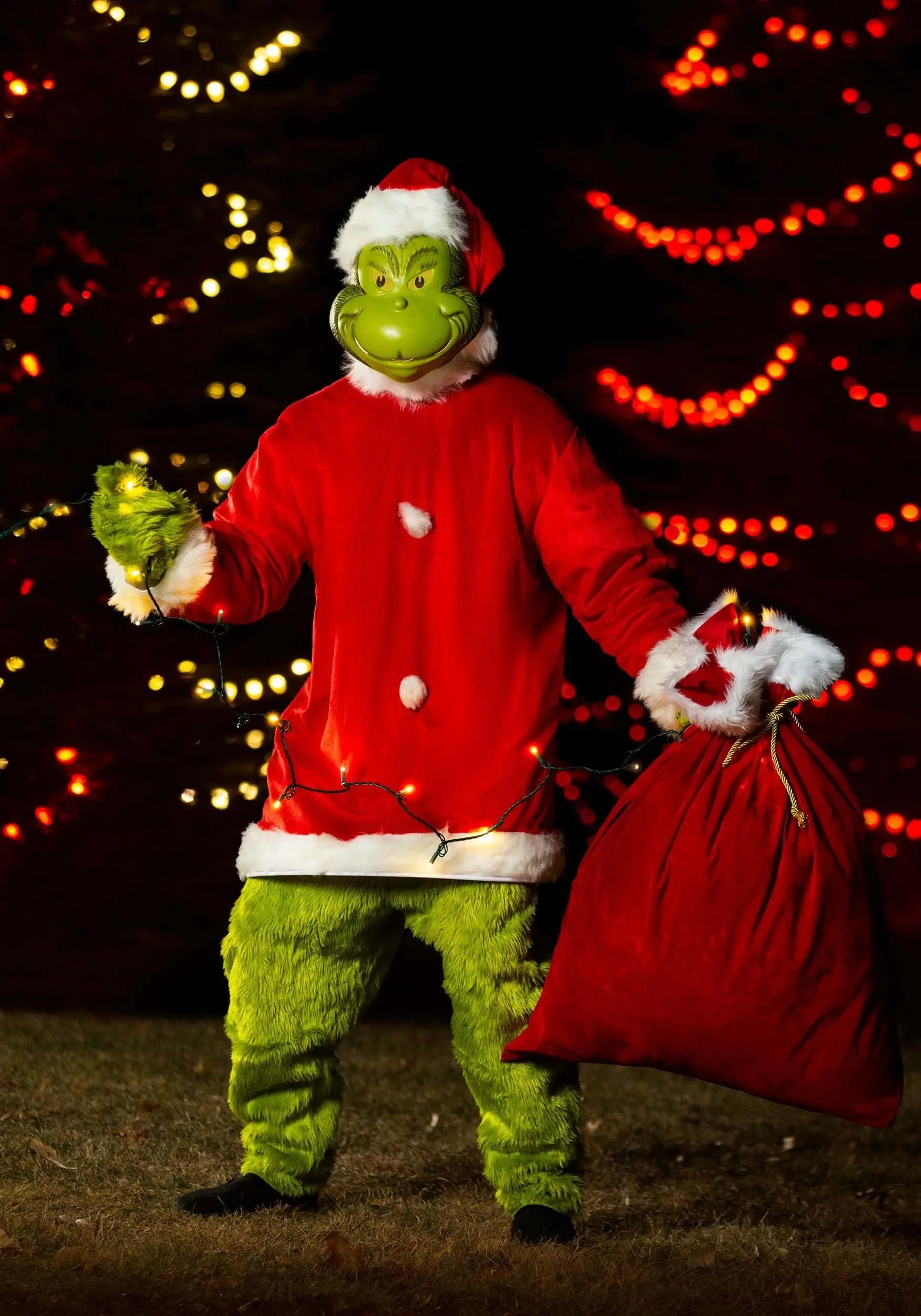 Adult The Grinch Plus Size Santa Deluxe Jumpsuit With Mask 3 Adult The Grinch Plus Size Santa Deluxe Jumpsuit With Mask