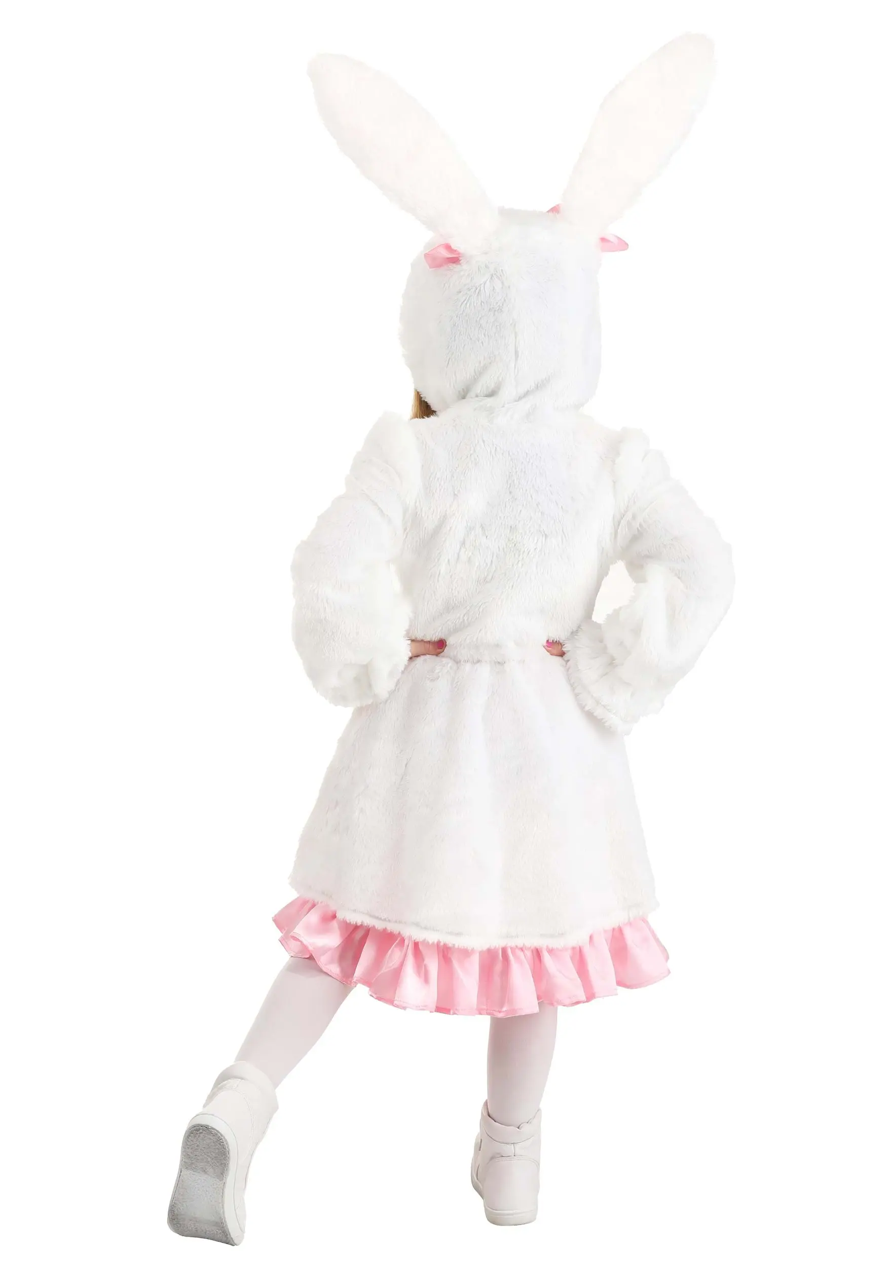 Girl's Fuzzy White Rabbit Costume For Toddlers 4 Girl's Fuzzy White Rabbit Costume For Toddlers - Image 2