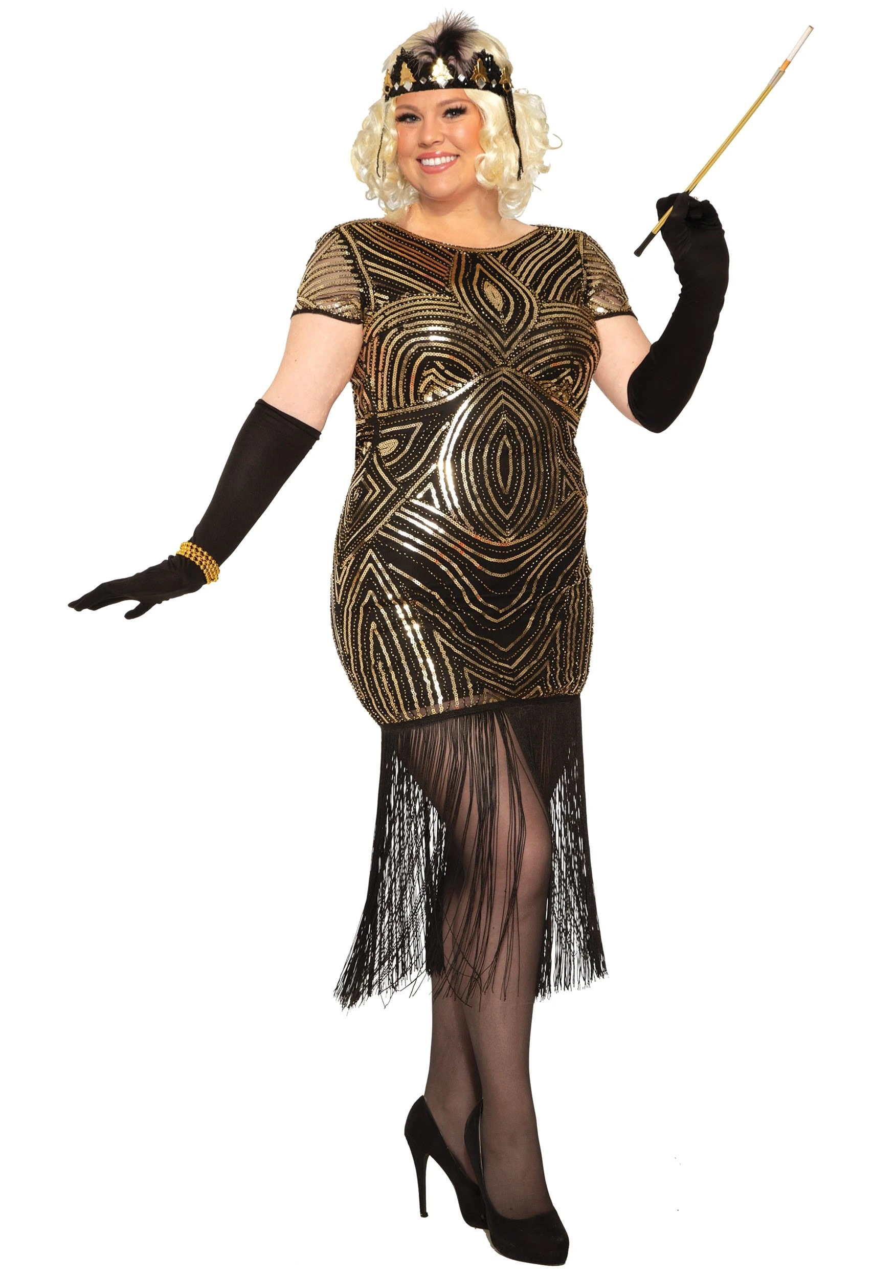Art Deco Plus Size Flapper Dress Costume For Women 3 Art Deco Plus Size Flapper Dress Costume For Women