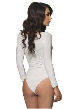 Long Sleeve Women's White Bodysuit Costume 5 Long Sleeve Women's White Bodysuit Costume -Men's Costumes Sales womens long sleeve white bodysuit1
