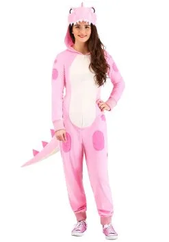 Pink Dinosaur Onesie For Women 7 Pink Dinosaur Onesie For Women -Men's Costumes Sales womens pink dinosaur onesie alt 1