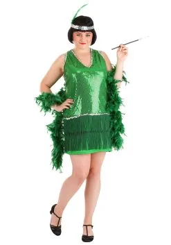 Women's Plus Size Emerald Flapper Exclusive Halloween Costume