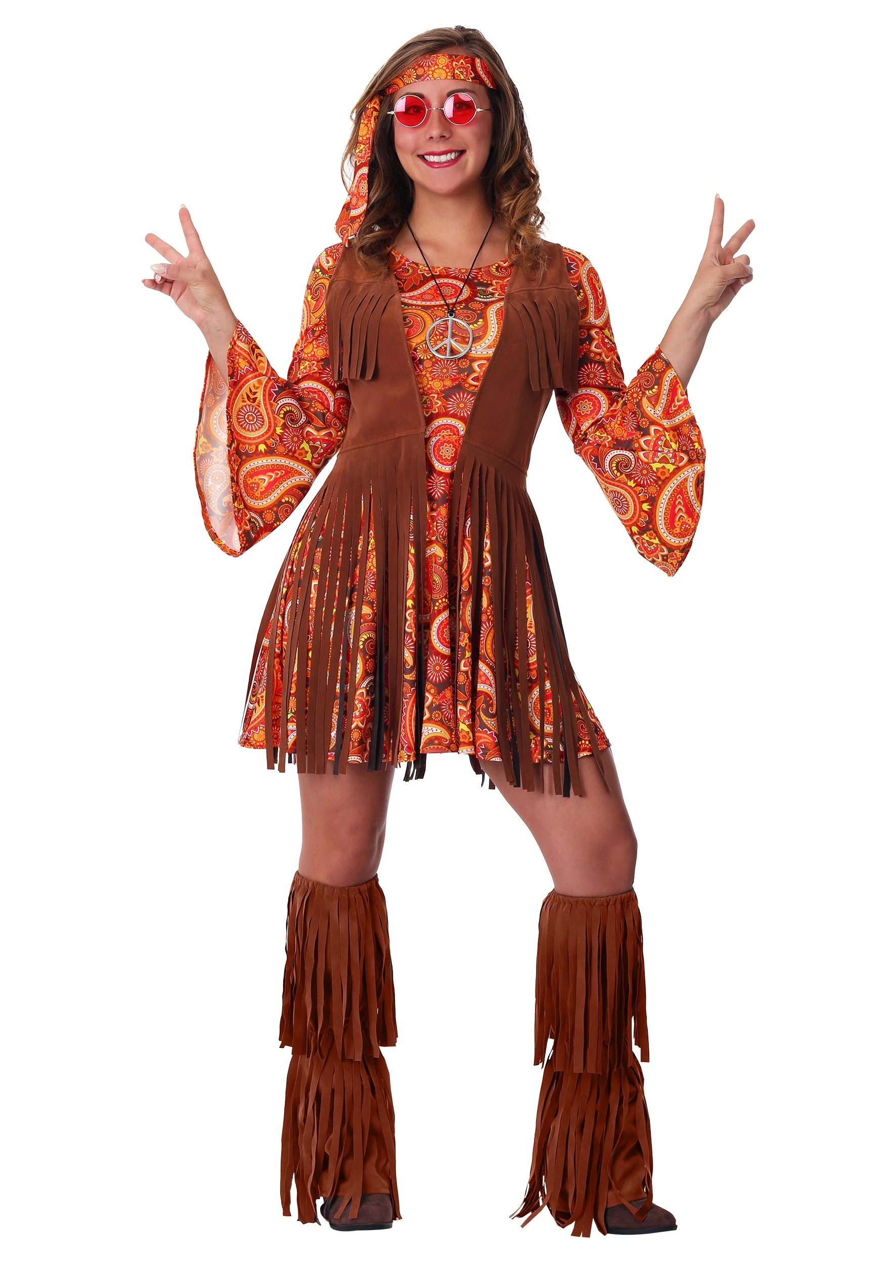Plus Size Fringe Hippie Women's Costume 3 Plus Size Fringe Hippie Women's Costume