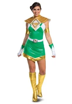 Women's Power Rangers Deluxe Green Ranger Costume -Men's Costumes Sales womens power rangers deluxe green ranger costume alt 1
