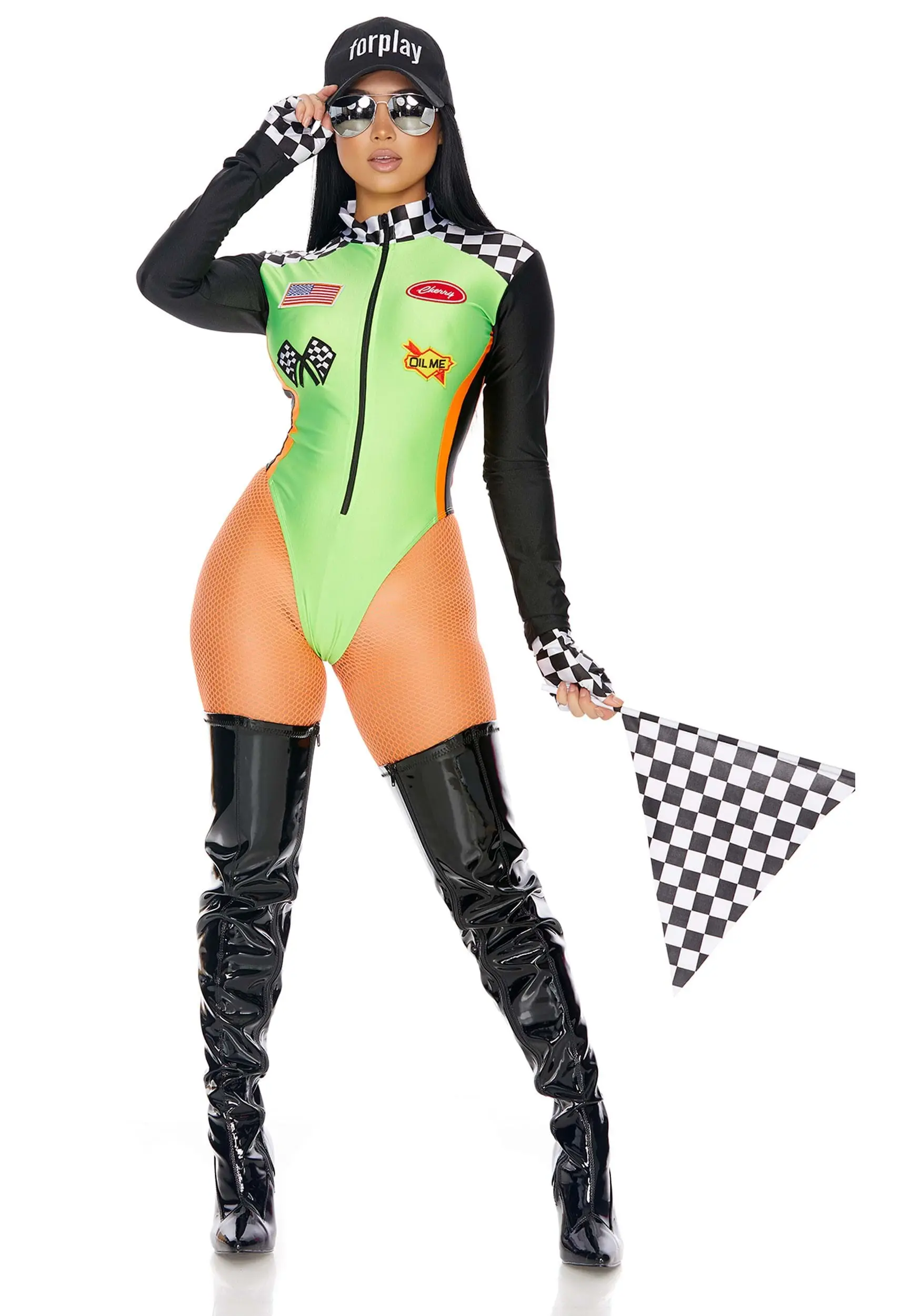 Sexy Green Racecar Driver Costume For Women 6 Sexy Green Racecar Driver Costume For Women - Image 4