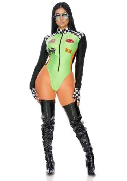 Sexy Green Racecar Driver Costume For Women 12 Sexy Green Racecar Driver Costume For Women -Men's Costumes Sales womens sexy green racecar driver costume alt 4