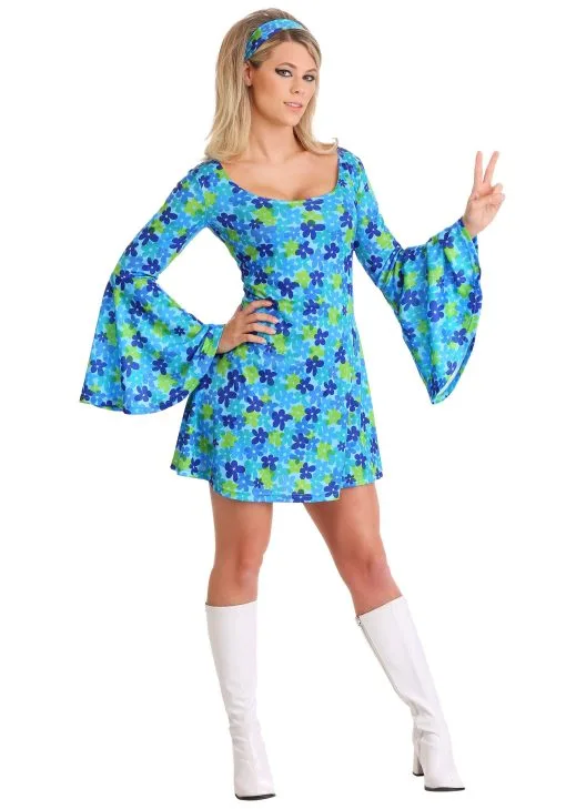 Women's Wild Flower 70s Disco Dress Costume 1 Women's Wild Flower 70s Disco Dress Costume -Men's Costumes Sales womens wild flower dress costume 70s