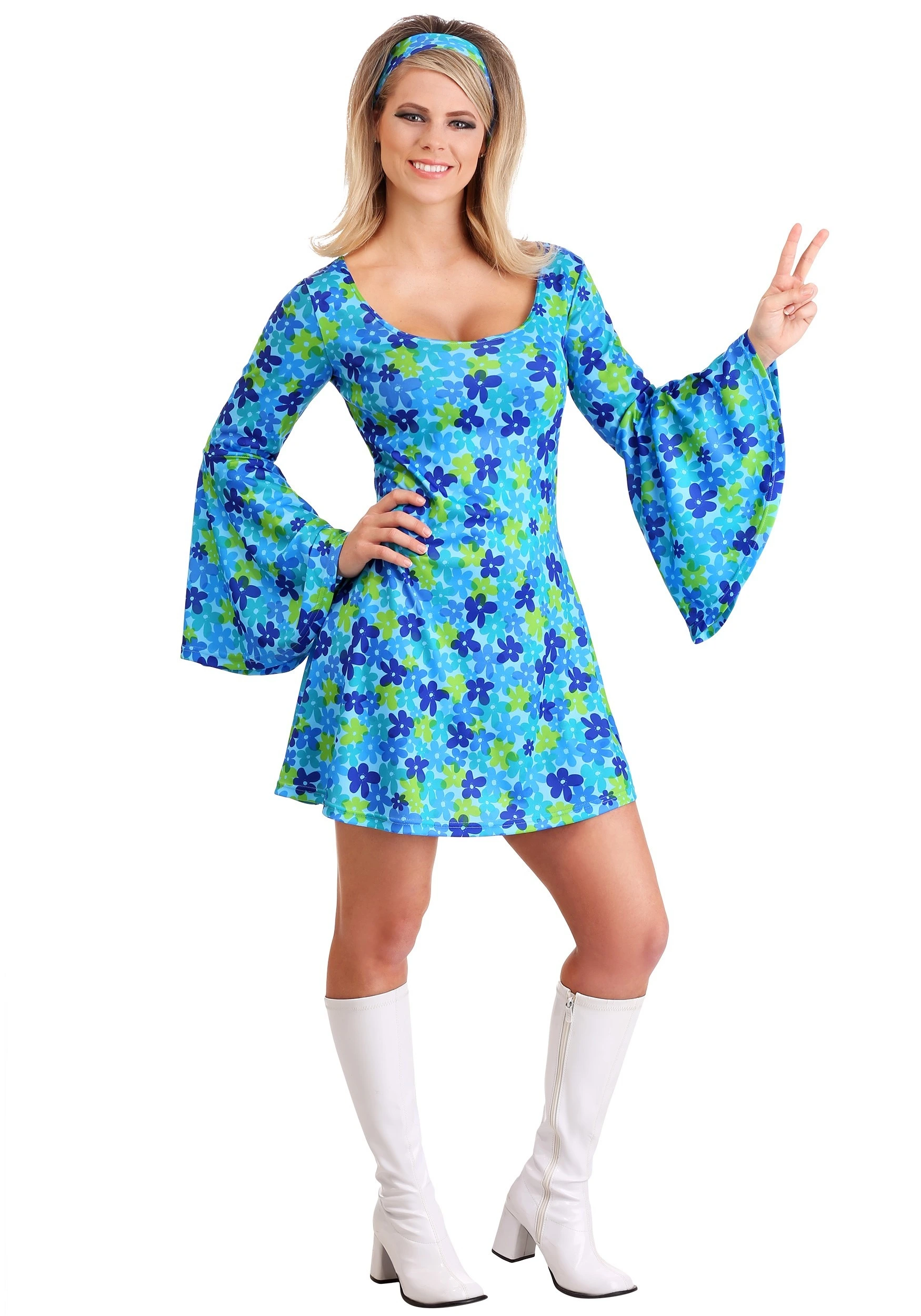 Women's Wild Flower 70s Disco Dress Costume 4 Women's Wild Flower 70s Disco Dress Costume - Image 3
